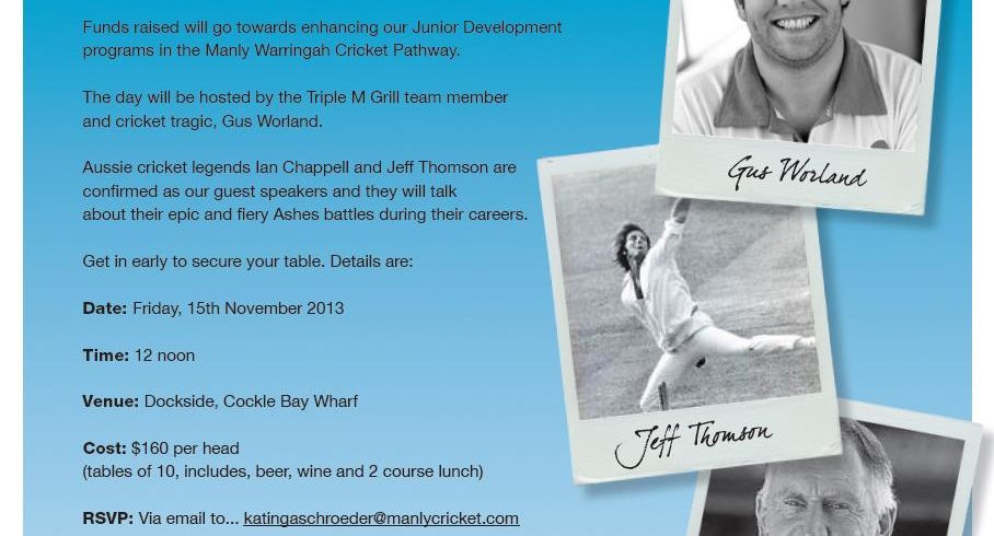 MWDCC Ashes Lunch Invitation 2013