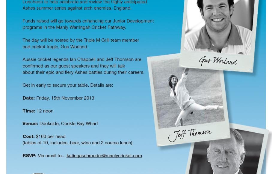 MWDCC Ashes Lunch Invitation 2013