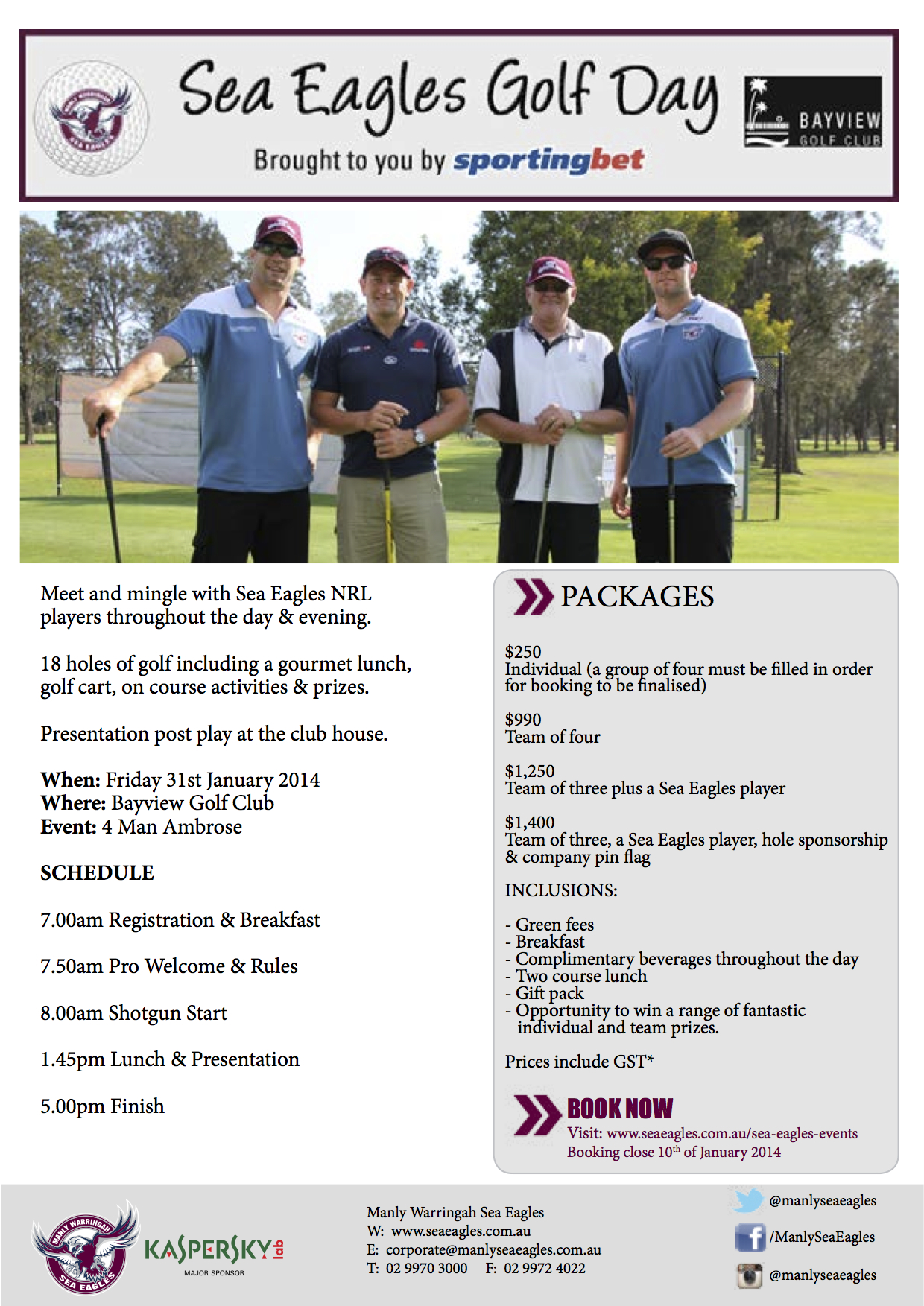 Sea Eagles Golf Day Flyer