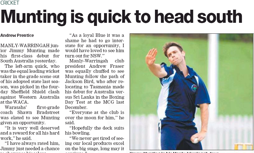 Munting is quick to head south