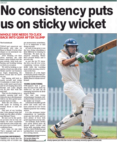 No Consistency Puts Us On Sticky Wickets No Consistency Puts Us On Sticky Wickets