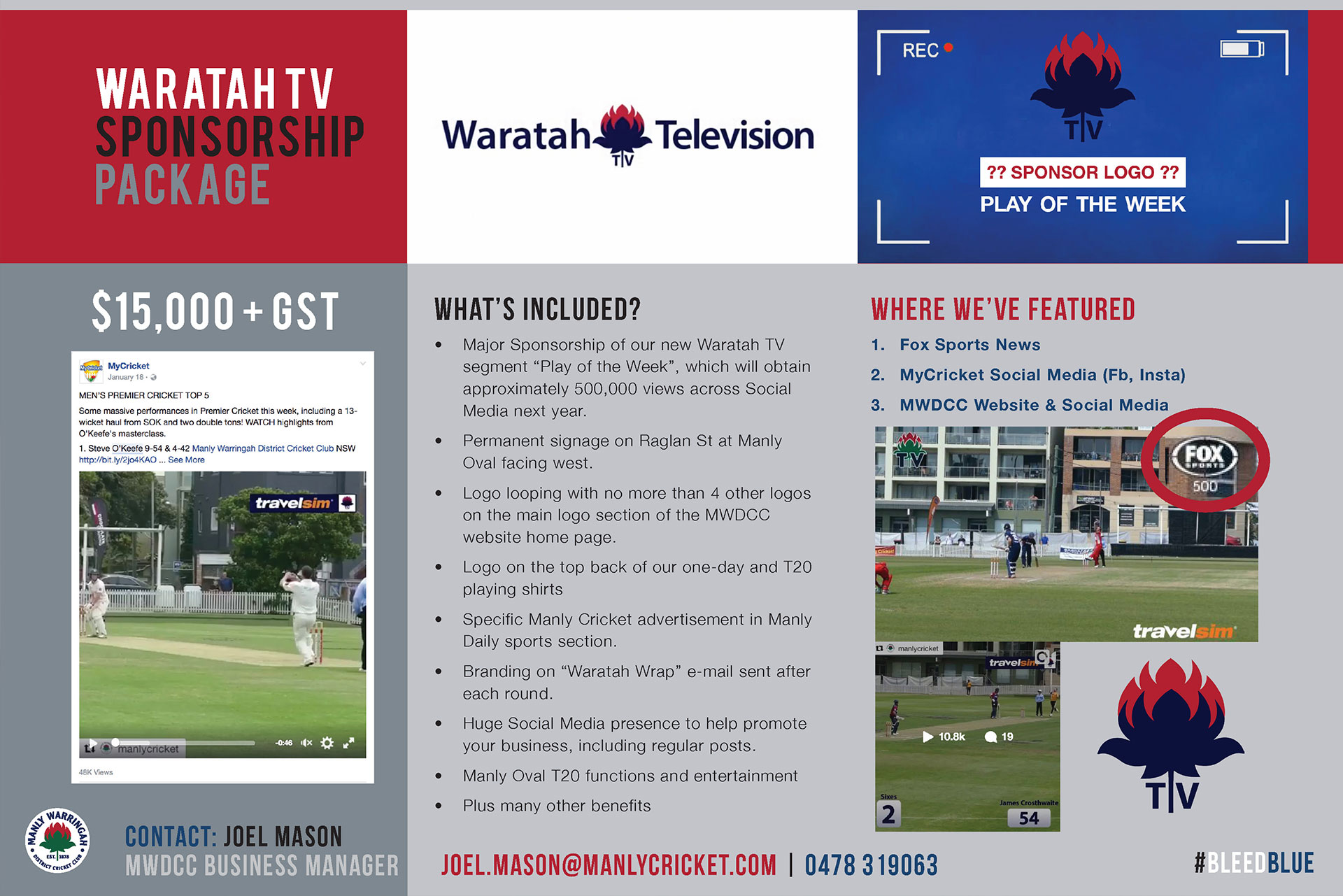 New Top Tier Waratah TV Sponsorship Package Play of the Week Manly