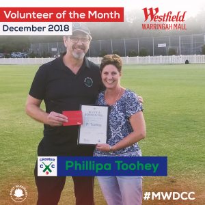 Philippa Toohey Volunteer Of The Month award