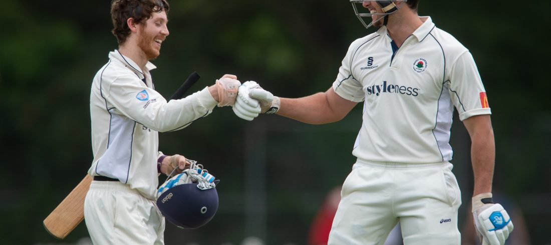 Will Akhurst after hitting his first ball for 6 to end the innings
