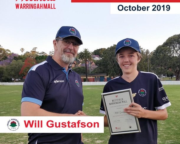 Will Gustafson receiving the volunteer of the month award sponsored by Westfield Warringah Mall.