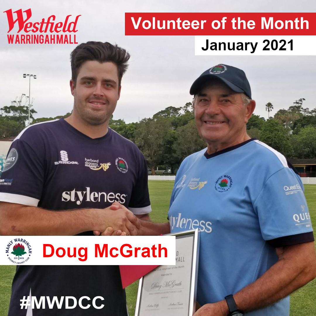 Volunteer-of-the-Month_Jan2021_Doug_McGrath Doug McGrath receives his volunteer award from Sam Gainsford