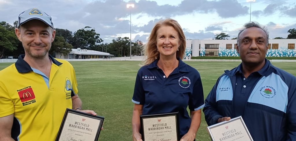 Just Wylie, Fiona Brewster and Harj Dhillon with their Westfield volunteer awards